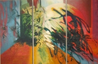 “Port Key” Acrylic on wood panels Triptych, 48” x 74” total, 3 panels 48” x 24” each